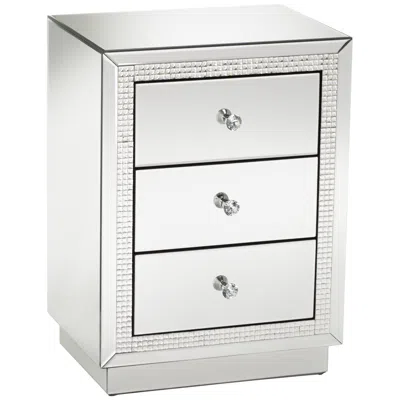 Studio 55d Karina 19" Wide 3-drawer Beaded Mirrored Side Table