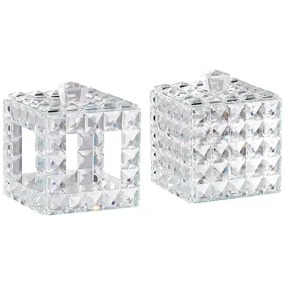 Studio 55d Katrina Faceted Clear Crystal Jewelry Boxes Set Of 2