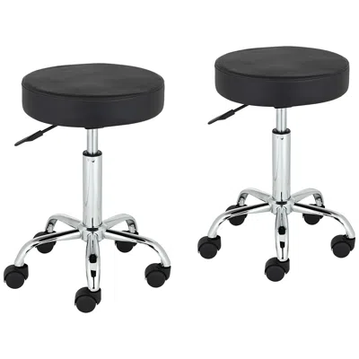 Studio 55d Kelly Black Faux Leather Adjustable Swivel Office Stools Set Of 2