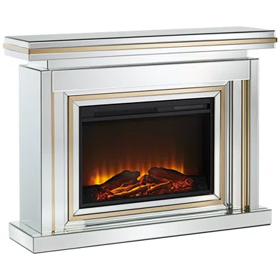 Studio 55d Laila 47 1/2" Wide Mirrored And Gold Electric Fireplace