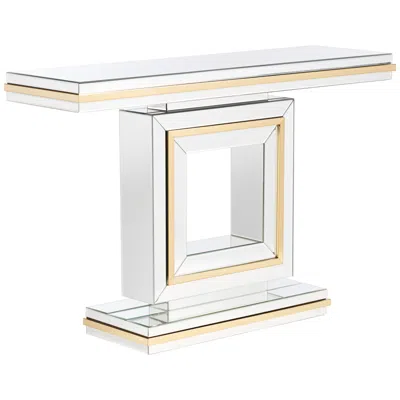 Studio 55d Laila 48" Wide Gold-trimmed Mirrored Console Table