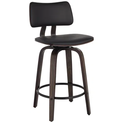Studio 55d Luke 25 3/4" High Black Faux Leather Counter Stool