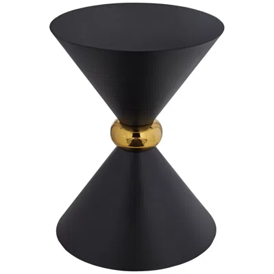 Studio 55d Midnight 17 3/4" Wide Black And Gold Metal Hourglass Side Table