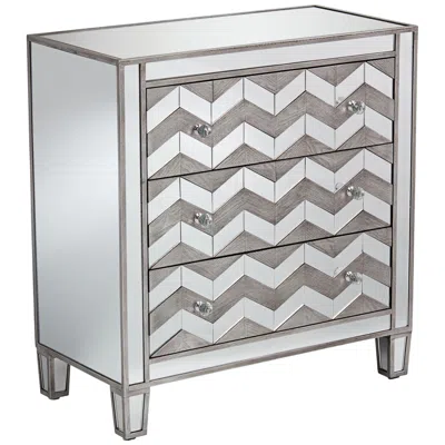 Studio 55d Mirrored Chevron 32" Wide 3-drawer Accent Chest