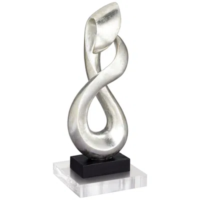 Studio 55d Open Infinity 24 1/2" High Sculpture With 8" Square Acrylic Riser In Silver