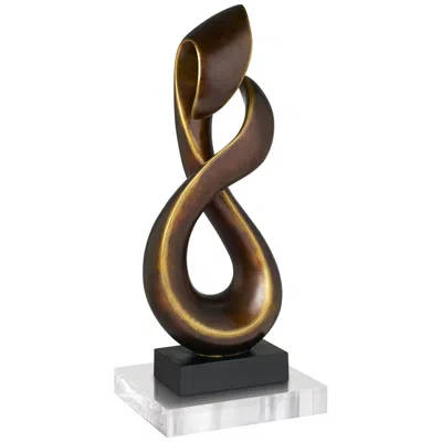 Studio 55d Open Infinity 25" High Gold Sculpture With 8" Square Riser In Multi