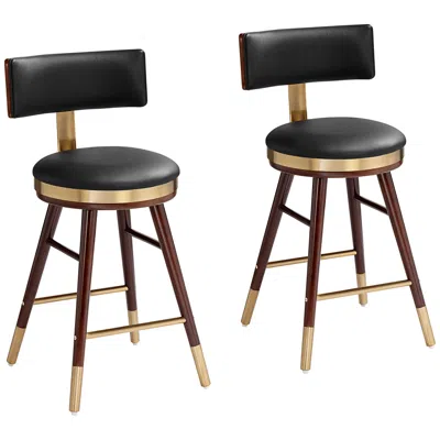 Studio 55d Parker 27 3/4" Black Leather Counter Stools Set Of 2