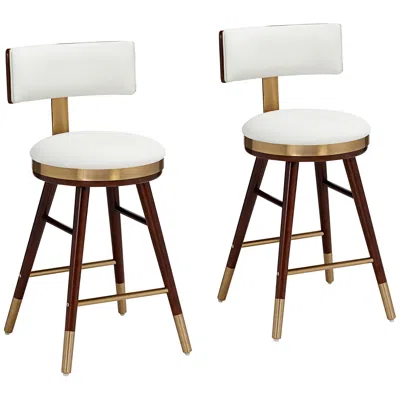 Studio 55d Parker 27 3/4" White Leather Counter Stools Set Of 2