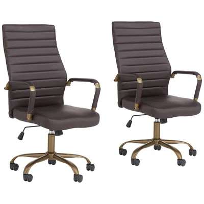 Studio 55d Primero Espresso Faux Leather Adjustable Office Chairs Set Of 2