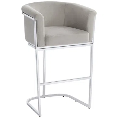 Studio 55d Reign 25 1/2" Wide Gray Velvet And Chrome Modern Bar Stool