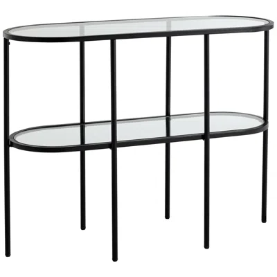 Studio 55d Remy 40" Wide Sandy Black Oval Glass Console Table