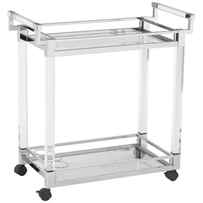 Studio 55d Rossi 32 3/4" Wide Clear Acrylic And Chrome Rolling Serving Bar Cart