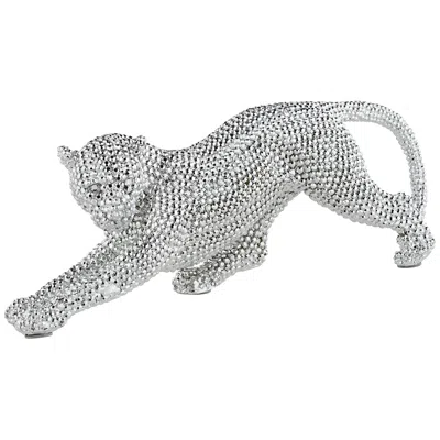 Studio 55d Silver Prowling Leopard 17 1/2" Wide Accent Sculpture