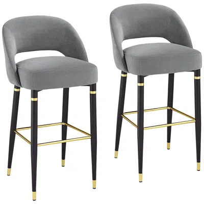 Studio 55d Simone 31 1/2" Dark Gray Velvet Bar Stools Set Of 2