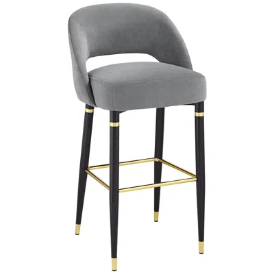 Studio 55d Simone 31 1/2" High Gray Velvet And Black Barstool