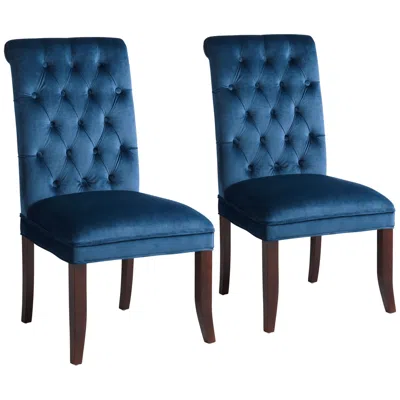 Studio 55d Studio 55 Dillan 21 1/2" Wide Blue Tufted Dining Chairs Set Of 2