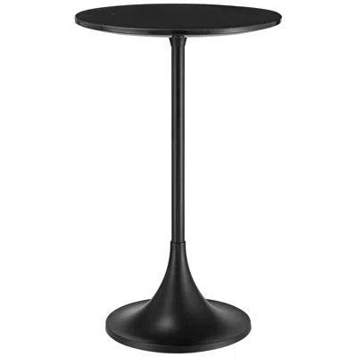 Studio 55d Studio 55 Mesita 24" End Table Black Marble Top With Black Finish Base