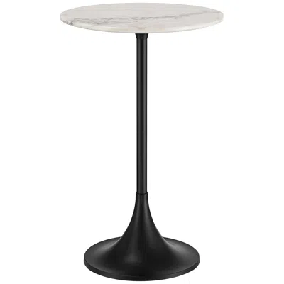 Studio 55d Studio 55 Mesita 24" End Table White Marble Top With Black Finish Base