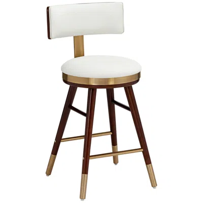 Studio 55d Studio 55 Parker 27 3/4" High Modern White Leather Counter Stool