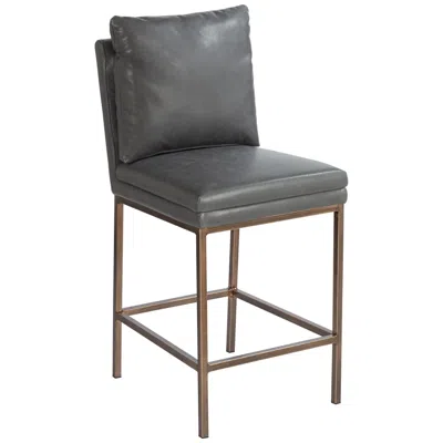 Studio 55d Tahoe 26" Seat Height Charcoal Faux Leather Counter Stool
