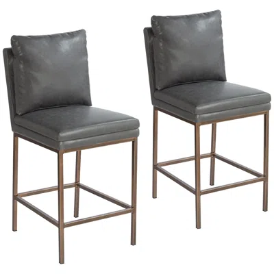 Studio 55d Tahoe 26" Seat Height Charcoal Faux Leather Counter Stool Set Of 2
