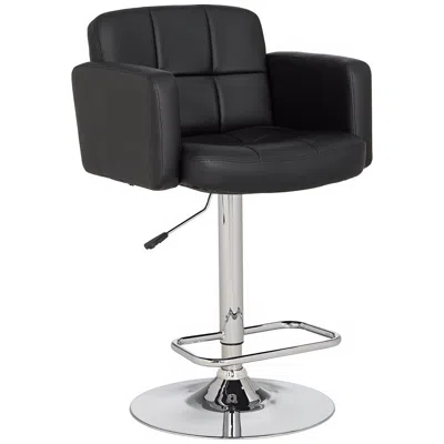 Studio 55d Trek 22 1/2" Wide Black Faux Leather Swivel Bar Stool