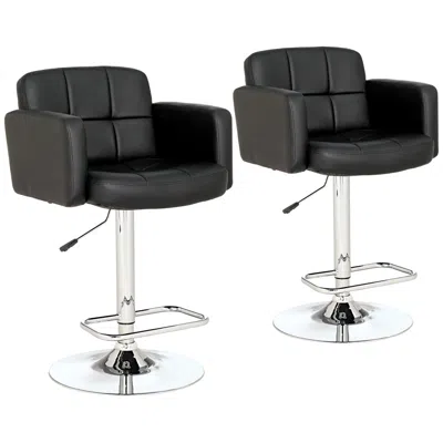 Studio 55d Trek Adjustable Black Faux Leather Swivel Bar Stools Set Of 2
