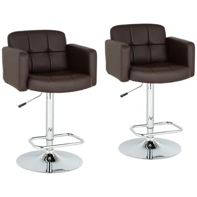 Studio 55d Trek Large Espresso Faux Leather Adjustable Swivel Bar Stool Set Of 2
