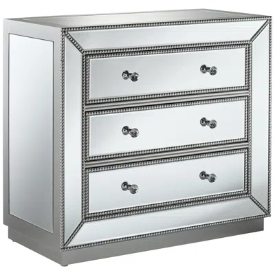 Studio 55d Trevi 32" Wide Mirrored Silver 3-drawer Accent Chest