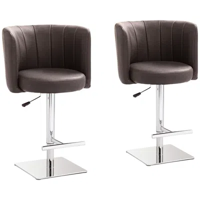 Studio 55d Triton Brown Faux Leather Swivel Adjustable Stools Set Of 2