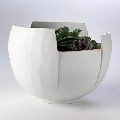 Studio A Home Birch Bark Matte White Reactive Glaze Round Porcelain Bowl