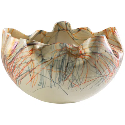 Studio A Home Cambrian 17 1/2" Wide Orange Blue Handcrafted Murano Art Glass Bowl