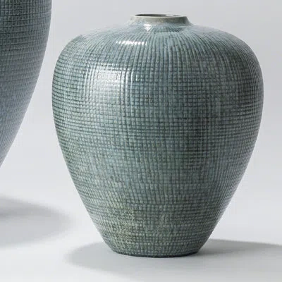 Studio A Home Check Bulbous Vase-reactive Silver Blue-lg