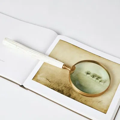 Studio A Home Chiseled Bone Magnifying Glass In White,gold