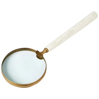 Studio A Home Chiseled Natural White 17" Wide Buffalo Bone Magnifying Glass