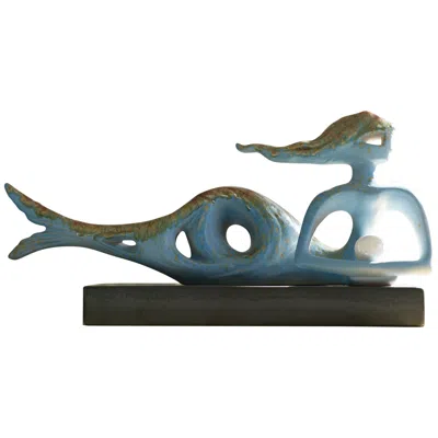 Studio A Home Cleodora Blue 21" Wide Italian Ceramic Mermaid Sculpture