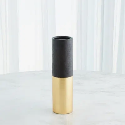 Studio A Home Collins Vase-matte Black/gold Metallic-lg In Black;gold