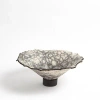 Studio A Home Crackled Footed Bowl-black Raku In Black Raku