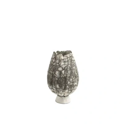 Studio A Home Crackled Footed Vase-black Raku In Gray
