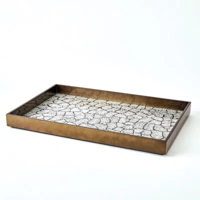 Studio A Home Eggshell Tray-leaf-lg In Brown;white;black