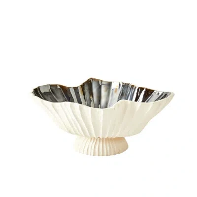 Studio A Home Folha Footed Bowl In Off-white