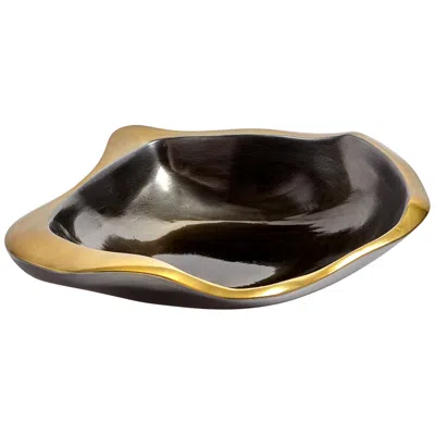 Studio A Home Formation 15" Wide Black And Gold Ceramic Decorative Bowl