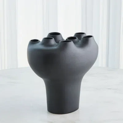 Studio A Home Geyser 14.25" H Handmade Earthenware Table Vase In Black