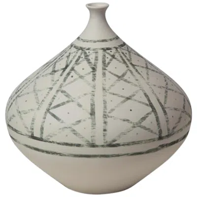 Studio A Home Grenz White And Light Blue 7 1/2"h Porcelain Decorative Vase