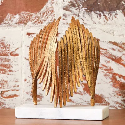 Studio A Home Icarus 12 3/4" High Antique Gold Leaf Tabletop Sculpture
