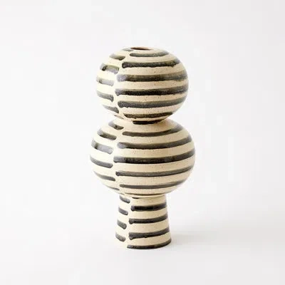 Studio A Home Jail Break Curved Vase In Black;cream
