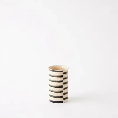Studio A Home Jail Break Cylindrical Vase-sm In Black;cream