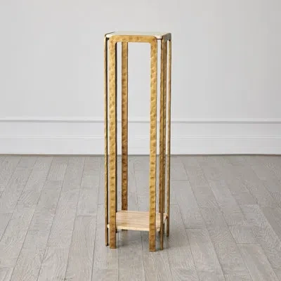 Studio A Home Kraft Pedestal-light Bronze W/travertine In Gold