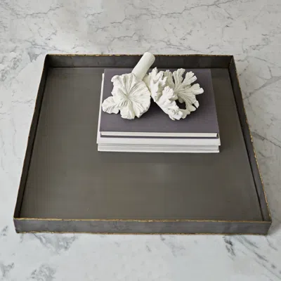 Studio A Home Laforge 22" Wide Gray And Braised Metal Modern Serving Tray
