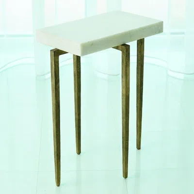 Studio A Home Laforge Accent Table-antique Gold W/white Honed Marble Top